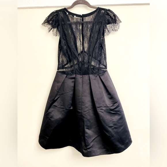 New! Sandro Davin Elegant Mini Black Satin Lace Dress Holiday Party T2/Medium - Picture 7 of 14